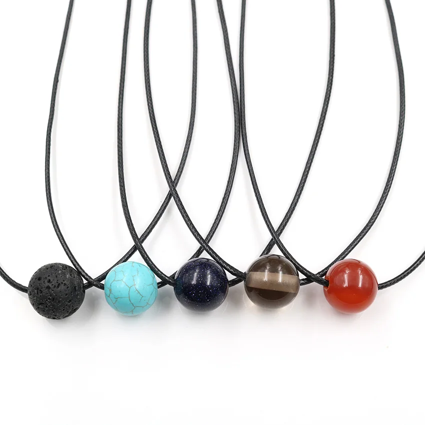 Веревочные ожерелья XSM с черными бусинами из конопли 18 мм регулируемые цепочки