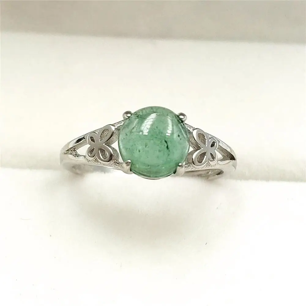 Женское регулируемое кольцо из натурального зеленого ледяного турмалина с