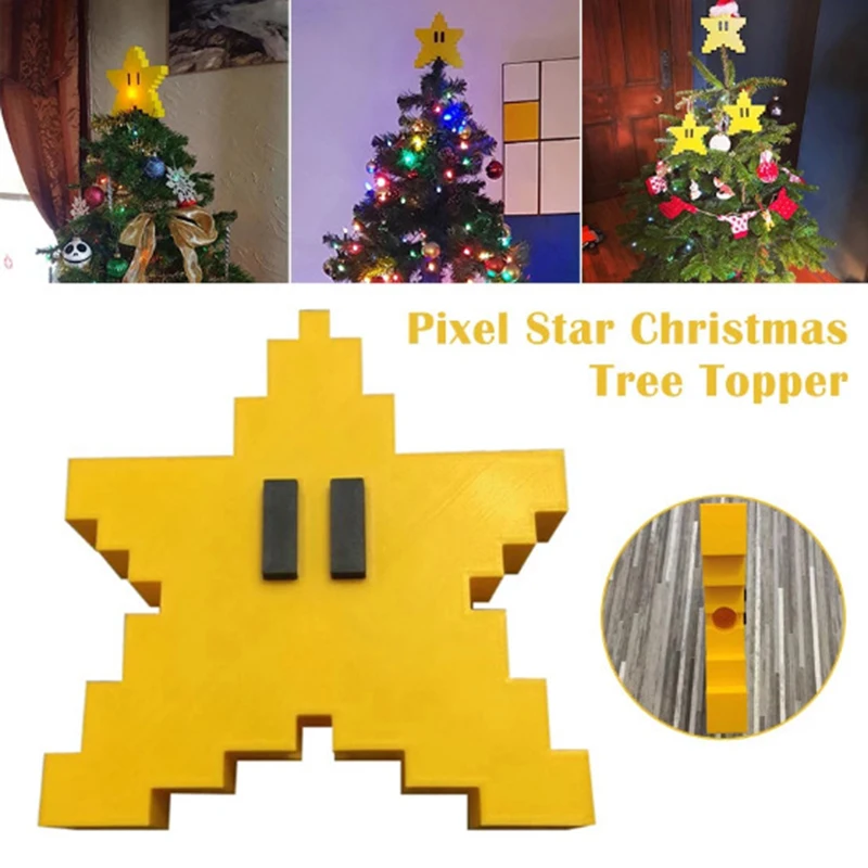 

Christmas Tree Topper Pixel Star Christmas Tree Topper 3D Star Perfect Star Ornament for Gifts Christmas Tree