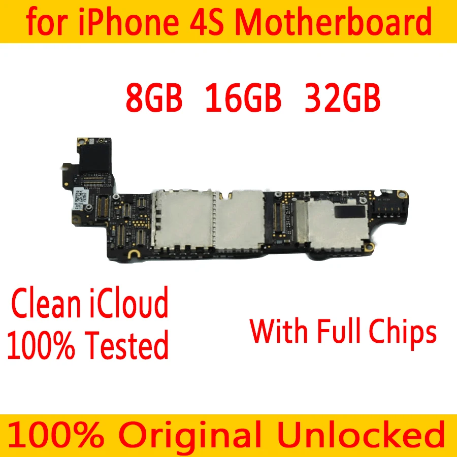 С системой IOS для iphone 4S материнская плата с чистым iCloud, оригинальная разблокированная для iphone 4S материнская плата+ полные чипы