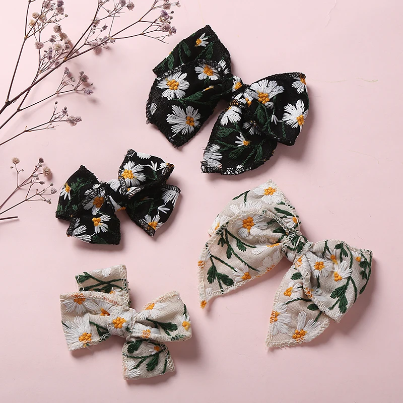 2 шт. детские заколки для волос из хлопка и льна | Мать ребенок