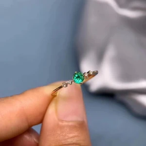 2021 hot Fine Jewelry 925 Sterling Silver  Natural Emerald Ring Lovely Girls Ring Support Test Hot Selling