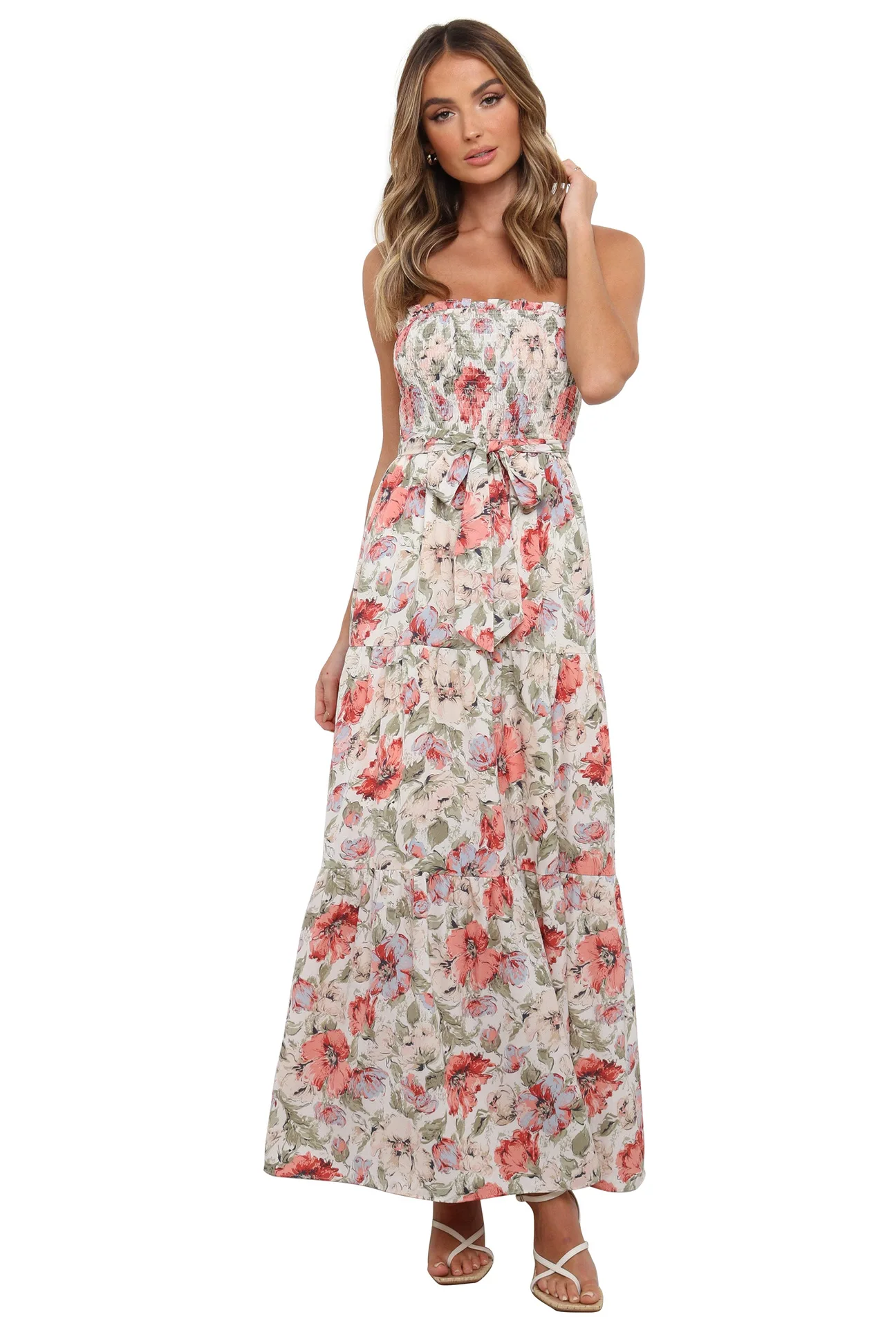 

Summer Fashion Women's Suspender Skirt Girl Top Sleeveless Floral Dress New Ladies Portia Skirt Long Dress Plus Size Part Dress