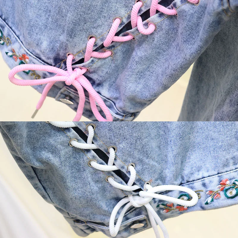 

2020 New Autumn Women Denim Jacket Embroidery Casual Denim Coat Long Sleeve Jeans Jackets Loose Blue Female Coats Outerwear P627
