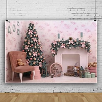 laeacco merry christmas tree sofa fireplace interior scene decor kid photography backdrop banner photo background for photstudio
