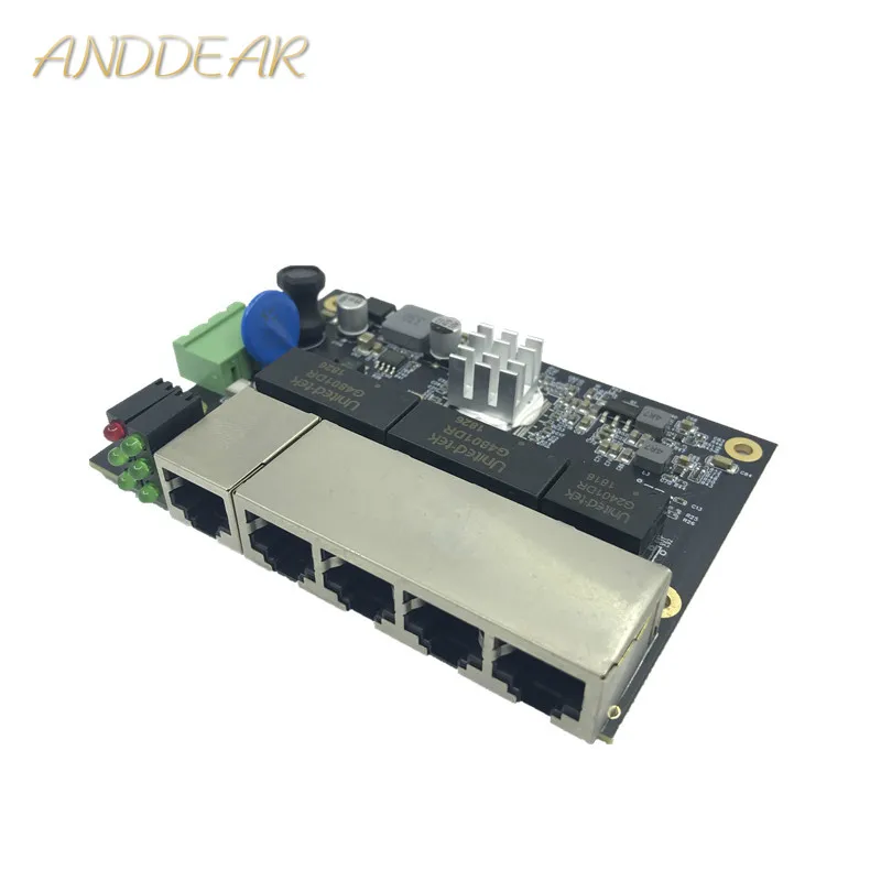 Модуль коммутатора Ethernet 5 Порты Unmanaged10/100/1000 Мбит/с промышленной PCBA плата OEM