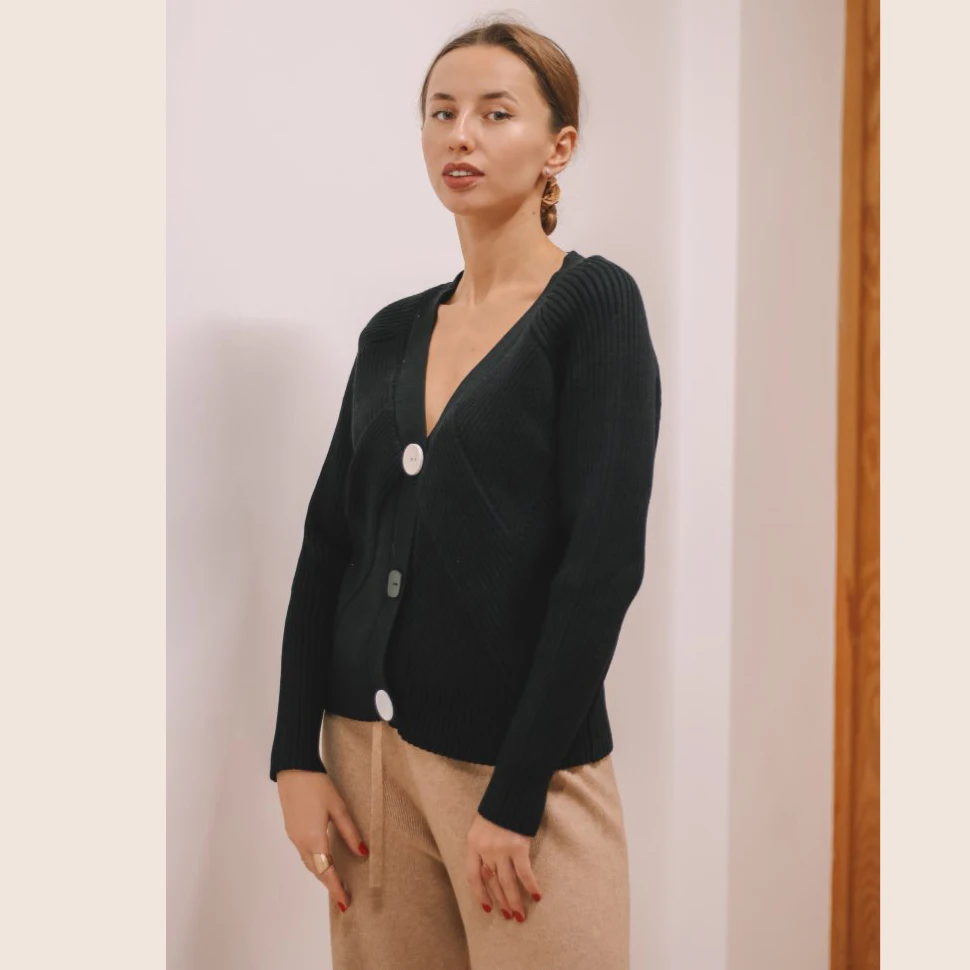 Однотонный Элегантный женский вязаный кардиган свитер для женщин повседневное