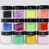 12 colorset nail acrylic powder 12 box extension manicure powder builder poly nails carving manicure decoration glitter powder