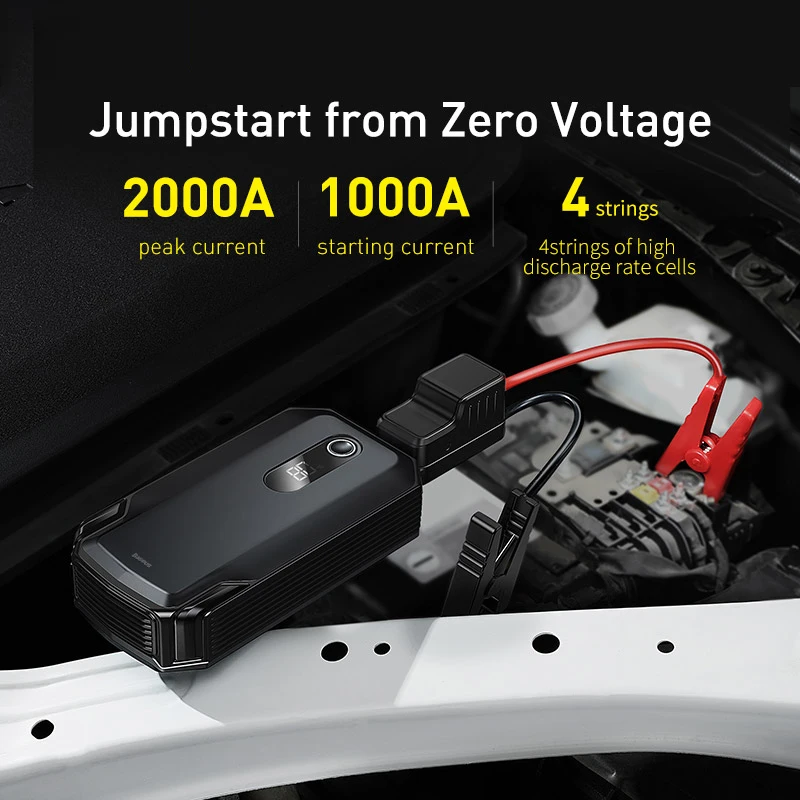 baseus 20000mah car jump starter power bank 2000a 12v portable battery charger auto emergency booster starting device jump start free global shipping