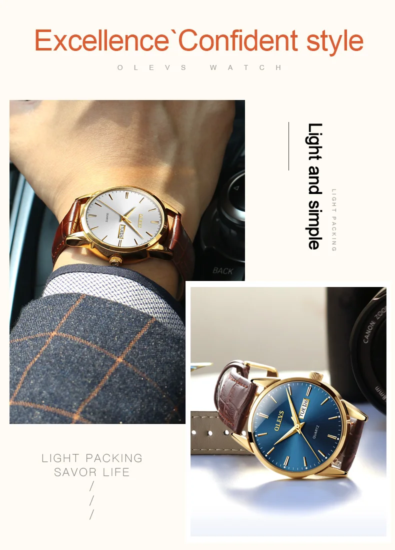 OLEVS Простые Модные женские часы relojes mujer кожа день с датой часы женские светящиеся руки водонепроницаемые Wist часы