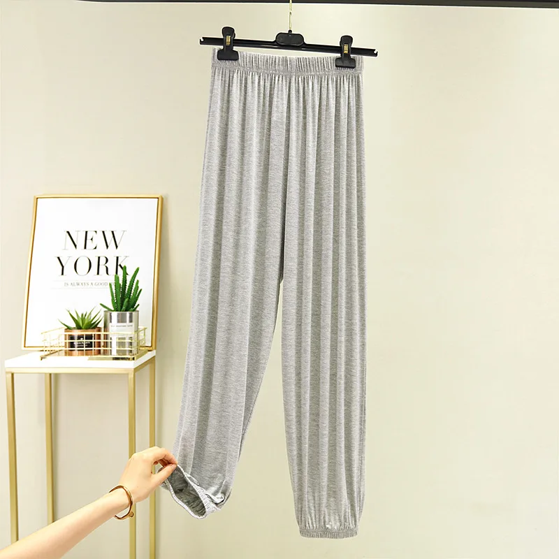 

Black Modal Wide-leg Women's Pants Summer Thin High-waist Drape Close-knit Sports Pants Loose Wild Casual Pants Women 2021