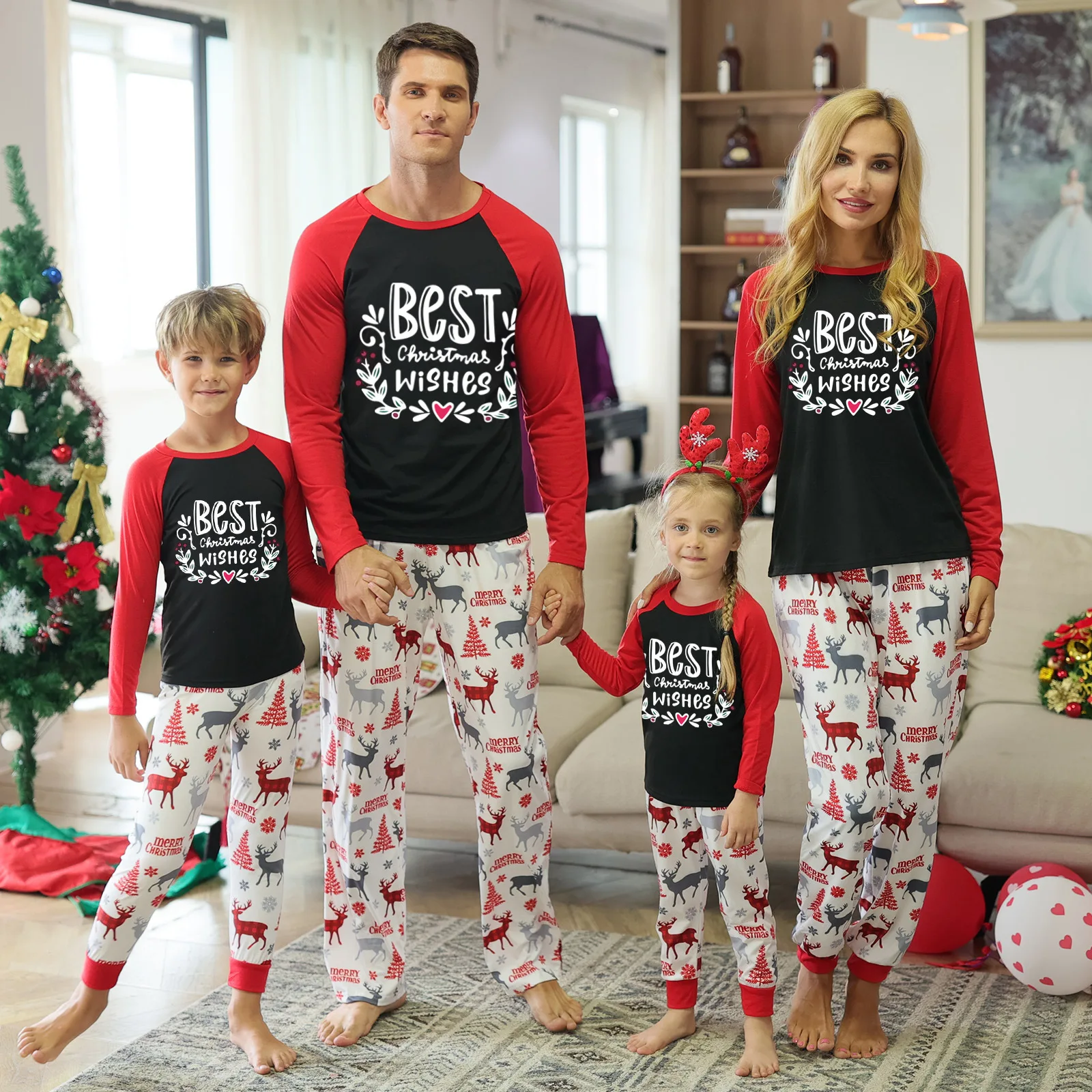 

2021 Christmas Homewear Matching Family Outfits Mommy And Me Clothes Set Father Son Pyjamas Look Pijama Nightwear