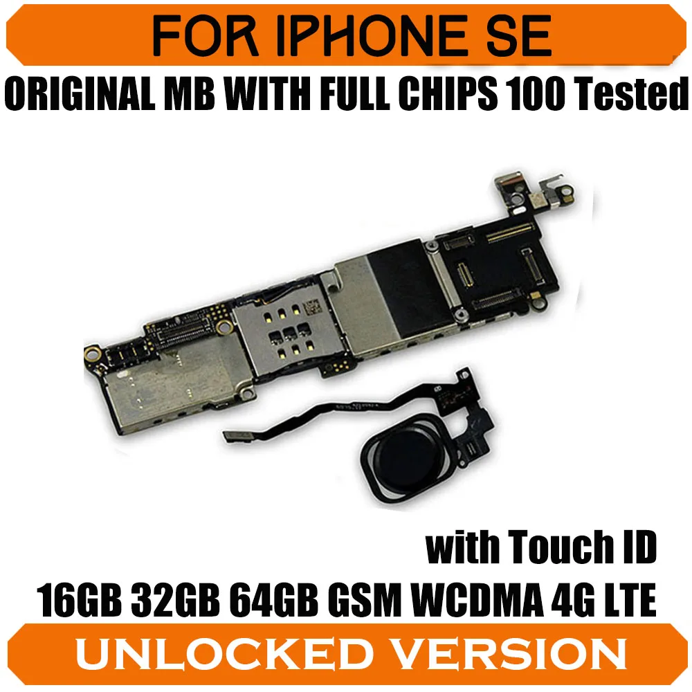 100% разблокированная материнская плата для iPhone SE с Touch ID IOS система