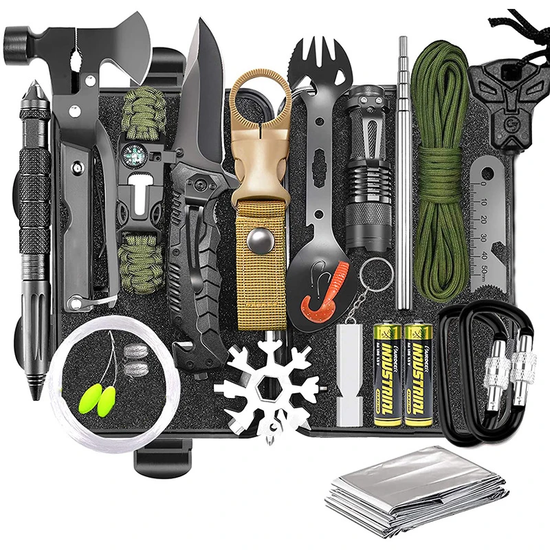 

Camping Kit Survival Gear and Equipment Kit 32 in 1 Cool Gadgets Gift for Him Boyfriend Boys Emergency Outdoor Tactical Fishing