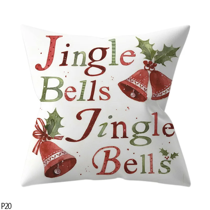 P20 jingle bells 1 шт. 45*45 см Санта-Клаус Merry Christmas Наволочки Чехол новогодний домашний диван Автомобильная подушка Декоративные Чехлы для подушек - Цвет: P20 jingle bells