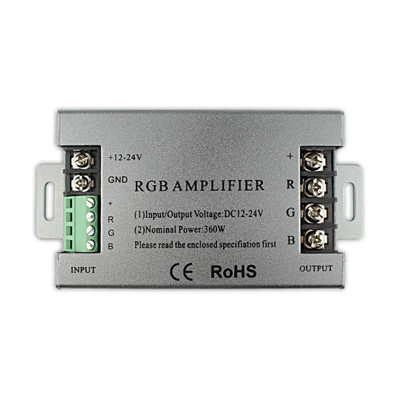 Фото 360W RGB led усилитель контроллера DC12V-24V 30A алюминиевый корпус для RGB 5050 3528 SMD Светодиодная лента №2