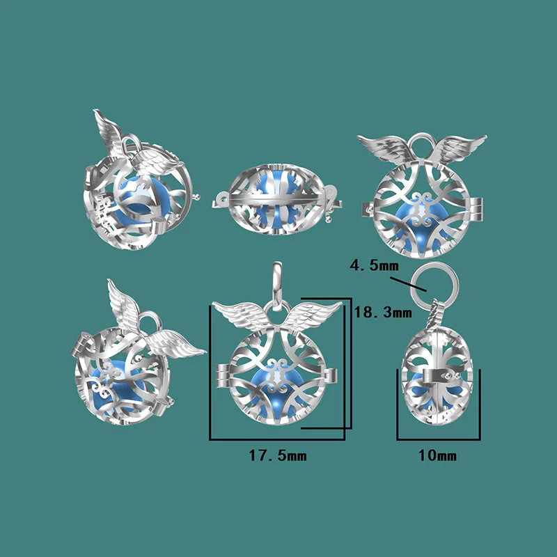 Аутентичные 925 стерлингового серебра Серьги Ангел растет Подвески бусины для