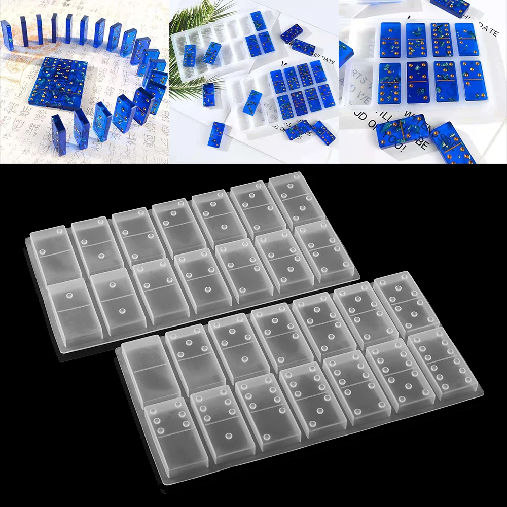 1Set Dominoes Silicone Molds Cabochons Board Charms Epoxy Re