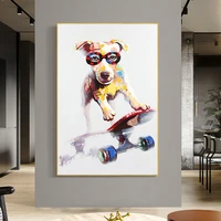 colorful graffiti art skateboard dog canvas painted animal posts and photo wall as art deco photos for living room home