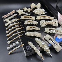2 pcs retro pearl hairgrip for women girl elegant full pearls geometric hair clips fashion hairpins headwear hair accessories