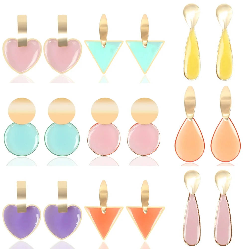 

Unusual stud Earrings For Women transparent candy color triangle acrylic Geometric girls earring 2021 fashion christmas jewelry
