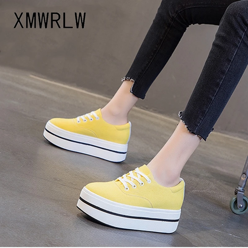 Женские массивные кроссовки Сезон весна лето 2020 года Дышащая парусиновая обувь