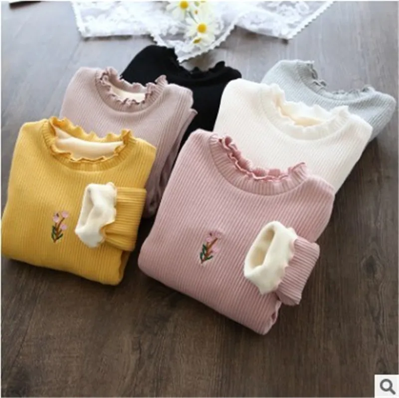

Plus Velvet Girls Sweaters Baby Girl Winter Cothes Girl Tops Thick Knit Turtleneck Kids Sweaters Toddler Pullovers Boys Sweater