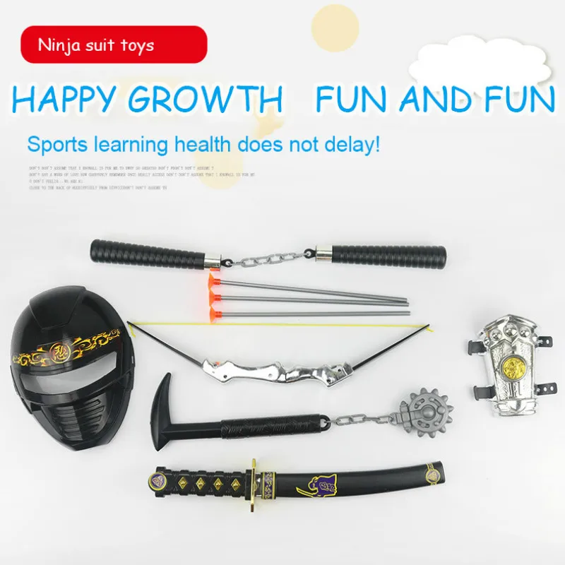 

Toy Sword Set Children's Toys Japan Ninja Sword Weapon Set Meteor Hammer Wrist Bow Nunchaku Stage Props