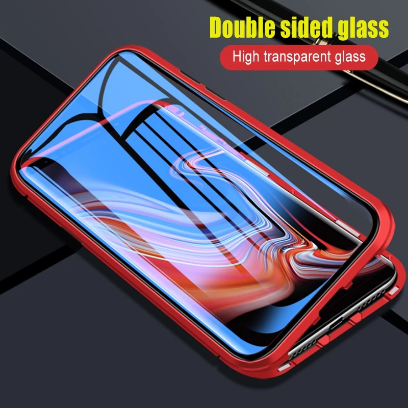

Двухсторонний стеклянный чехол для Samsung Galaxy S20 Ultra S21 S10 S9 Plus Note 20 9 8 10 lite A51 A71, металлический чехол с магнитной адсорбцией