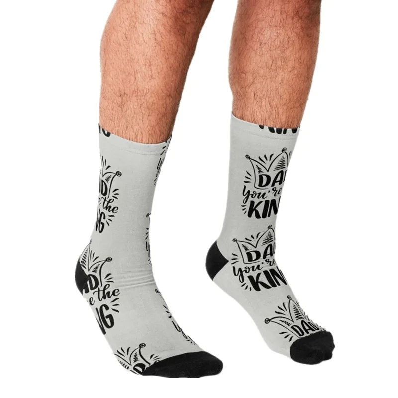 

Забавные мужские носки на День отца 2021, счастливые носки с принтом папы короля в стиле рок, хип-хоп, мужские счастливые носки в уличном стиле,...