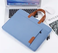 portable waterproof oxford cloth laptop bag double zippers closure anti collision handbag with front pocket