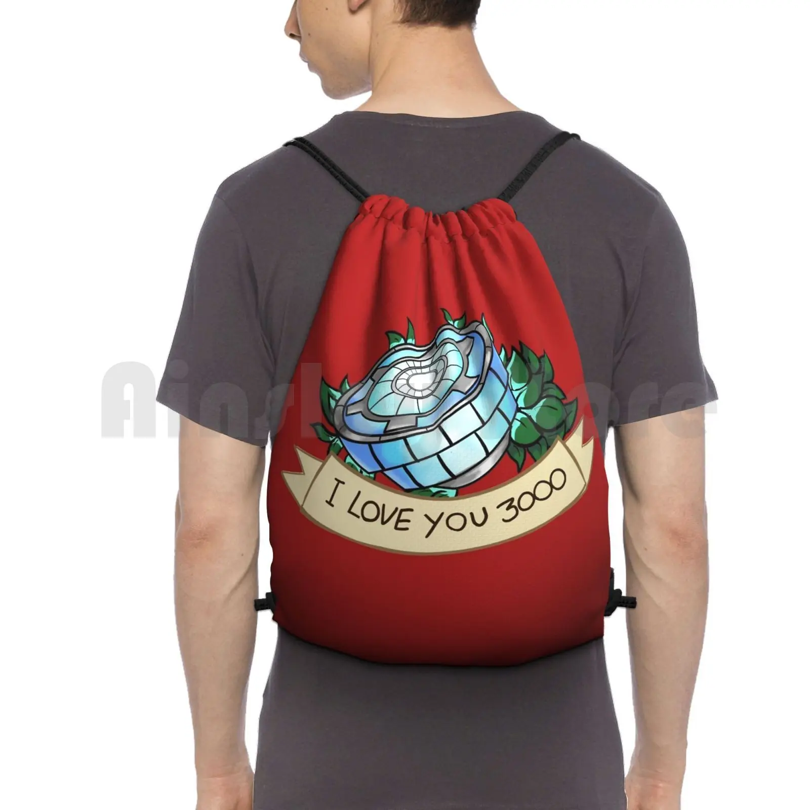 

I Love You 3000 Backpack Drawstring Bag Riding Climbing Gym Bag Tony Stark Mcu Comics Movies Geek Nerd Cute Love Endgame