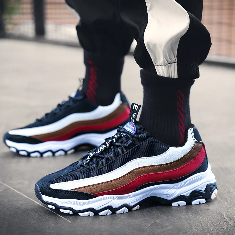 Men Shoes 2020 New Arrival Chunky Sneakers Lace-up Casual Platform Mixed Color Breathable Adult Male Tenis Footwear | Обувь