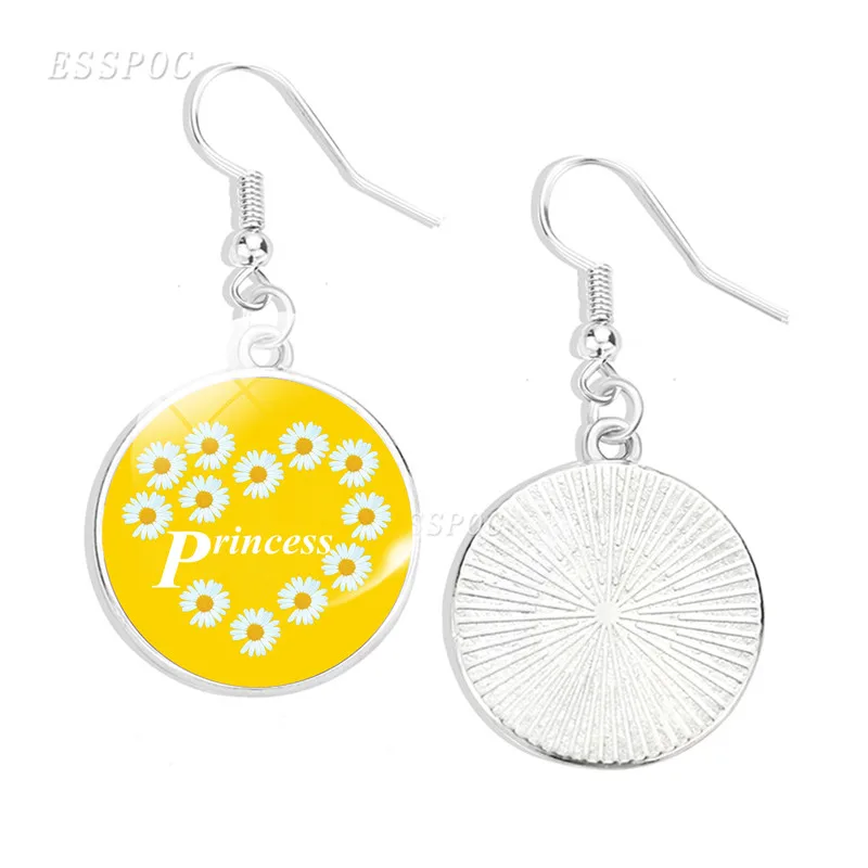 Серьги-Крючки с маргаритками сердечками и надписью Faith Hope Love | Украшения