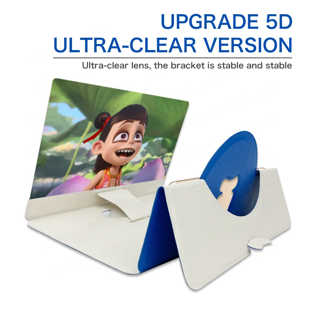 5d screen amplifier folding leather mobile phone magnifying glass hd stand video amplifier bracket enlarge stand eyes protection free global shipping