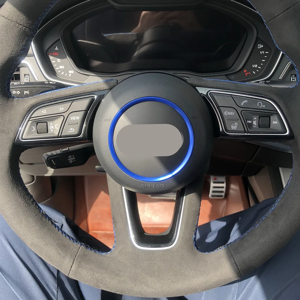 Автомобильный Стайлинг украшение на руль кольцо наклейка красный синий логотип