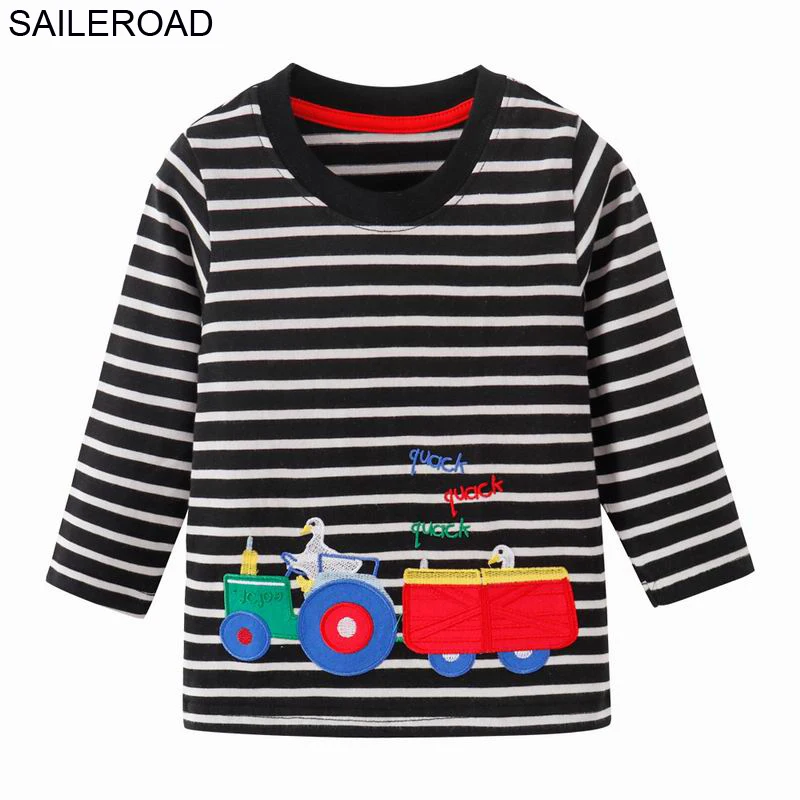 5515 same picture SAILEROAD/Детская футболка с длинным рукавом для маленьких мальчиков с рисунком трактора, весенне-осенняя хлопковая детская одежда для мальчиков от 2 до 7 лет - Цвет: 5515 same picture