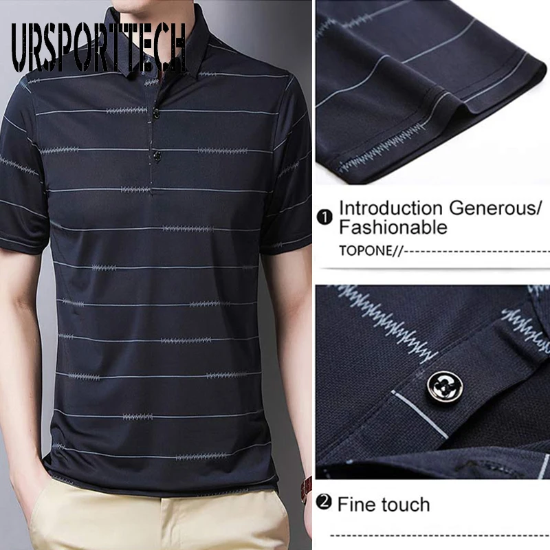 2021 New Summer Men Polo Shirt Mens Short Sleeve Striped Polo Shirts Plus Size Camisa Polos Shirt Men Office Casual Tshirt Tops