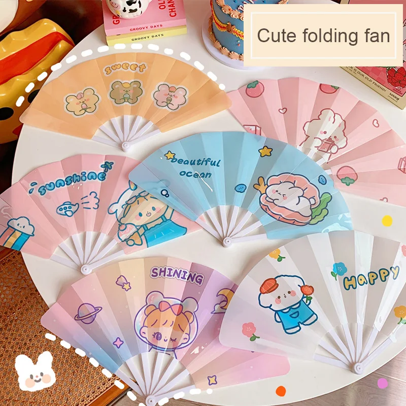 

Cat Cartoon Plastic Fashionable Japan Style Hand Fans Popular Lovely Animal High Quality Handheld Folding Women Girls Fans