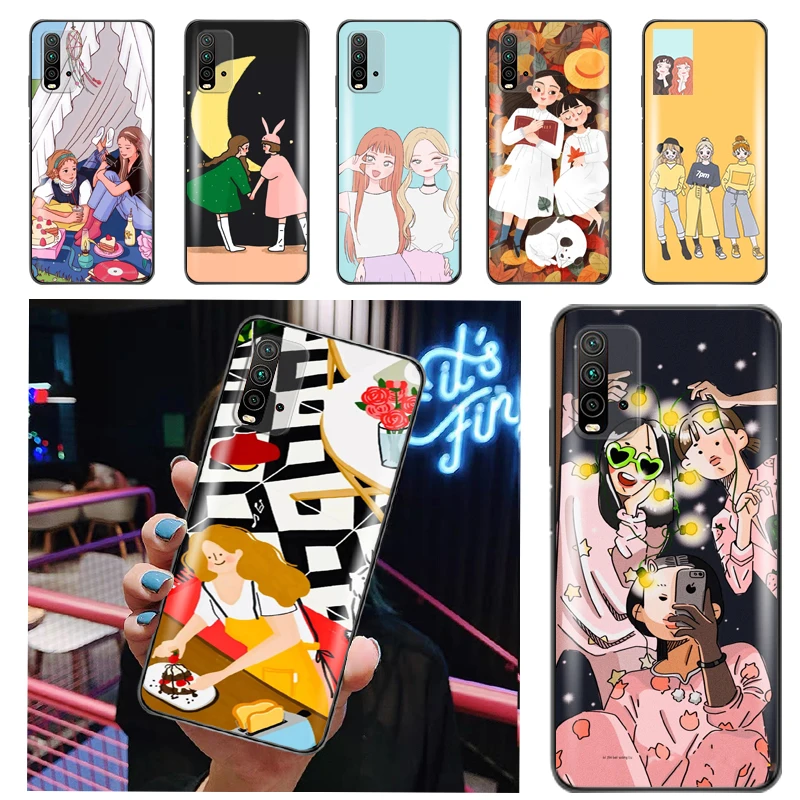 

Good Friends Youth Girls Phone Case For Redmi Note 9 9T 9A 9C 9S Pro Max Luxury Brand TPU Soft Coque Kawaii Funda Cute Shell