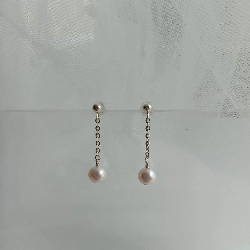 

S925 Sterling Silver Earring 100% Natural Pearls Freshwater Pearl Bright No Flaw High Quality Earrings Customized Jewelry