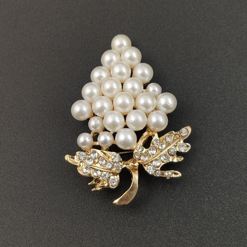Модная женская брошь с узором винограда заколка искусственным жемчугом для