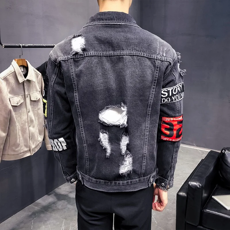 Уличная джинсовые куртки мужские черные пальто высокого качества Весна Осень