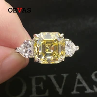 oevas solid 925 sterling silver sparkling 1010mm topaz created moissanite high carbon diamond wedding rings party fine jewelry
