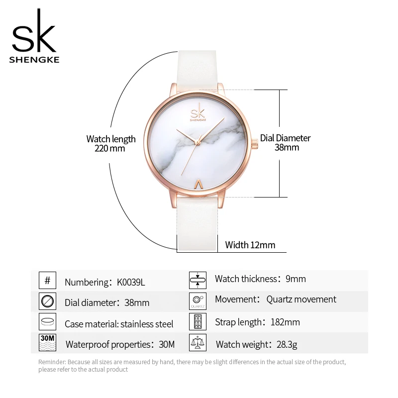 

Shengke Top Brand Fashion Ladies Watches Leather Female Quartz Watch Women Thin Casual Strap Watch Reloj Mujer Marble Dial SK