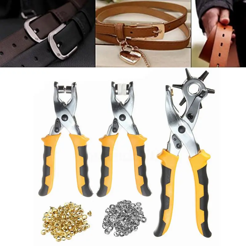 

GTBL 3 in 1 Leather Belt Hole Punch+ Eyelet Plier +Snap Button Grommet Setter Tool Kit