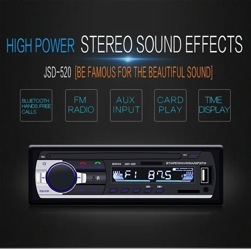 Радио автомобильный Bluetooth стерео MP3 аудио плеер 5 в зарядное устройство FM/USB/SD/AUX