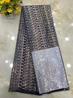 new arrivals african velvet sequined lace fabric 2021 high quality lace nigeria french mesh lace fabric 5 yards for dress a3116
