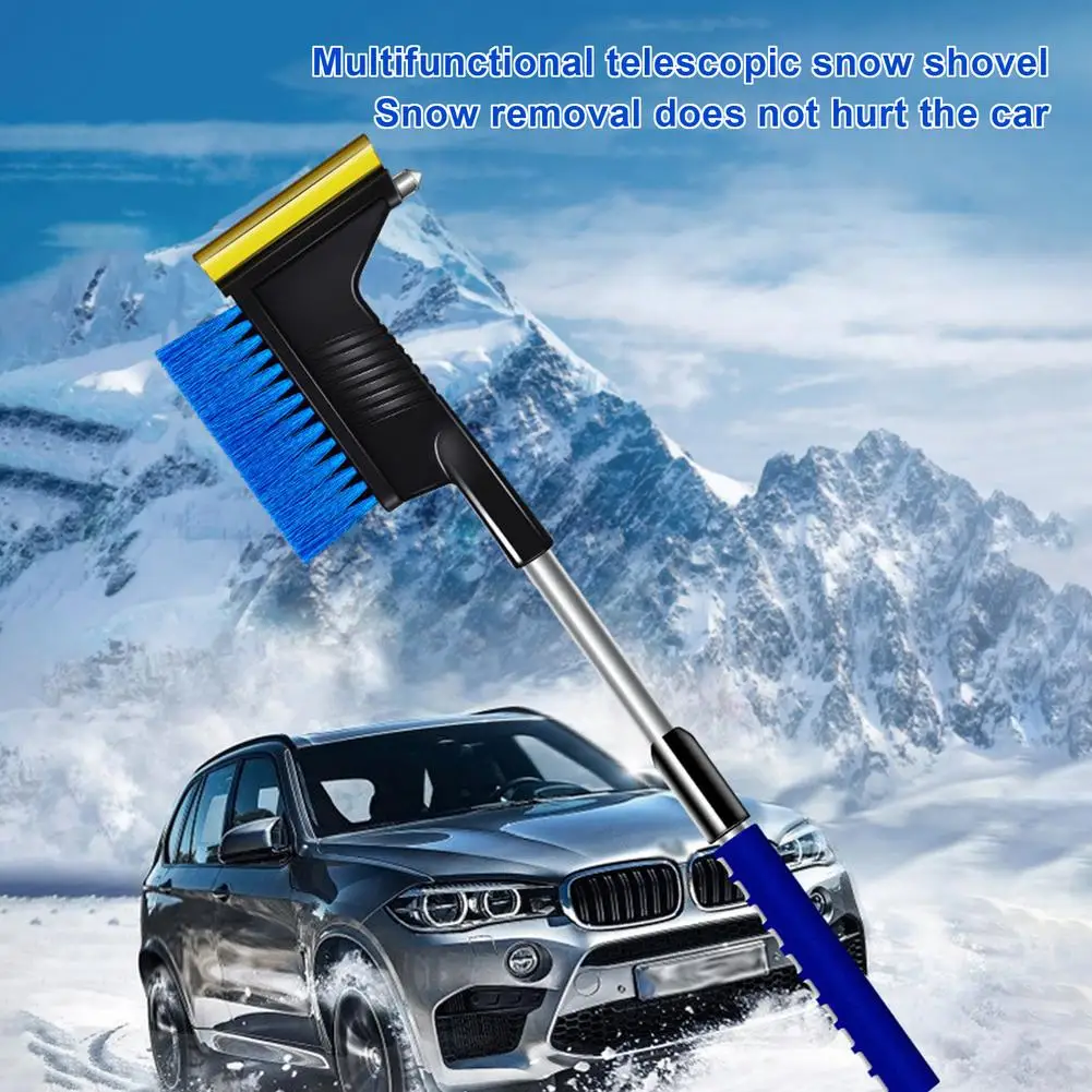 

2 In 1 Snow Brush Ice Scraper Winter Snow Removal Shovel Retractable Multifunctional Windshield Snow Brush Remover Ice Scraper