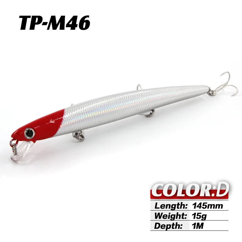 D TacklePRO M46 гольян плавающий 145 мм/15 г морская Рыбная приманка вобблер лазер большая блесна жесткая приманка кренкбейты Isca искусственные приманки - Цвет: D